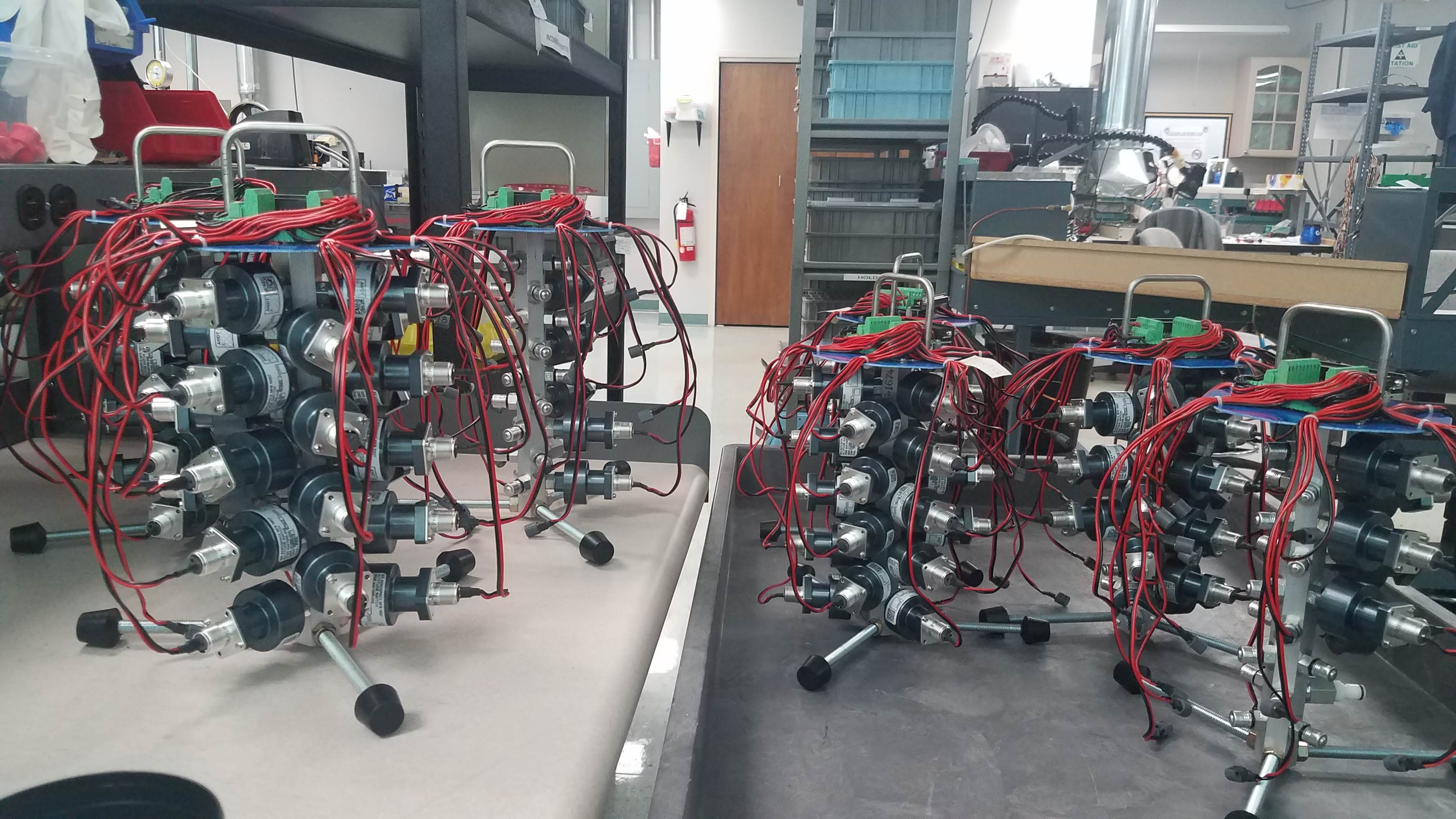 Fixture assembly with 24 oxygen-mask release switches installed for test